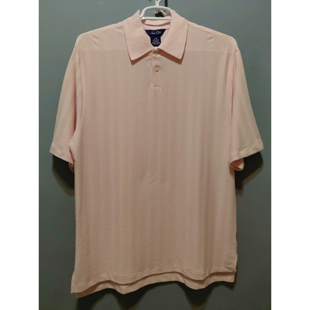 Mens L Pink Preppy Short Sleeve 1/4 Button New Oldstock Polo Pullover